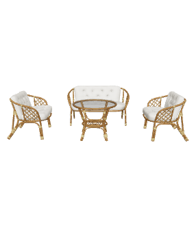 Elegant Rattan Furniture Set 3D - 3D Model