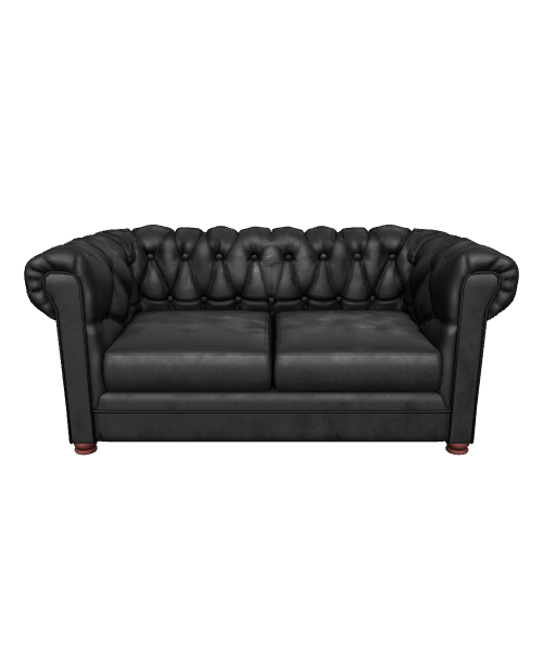 Elegant Black Leather Sofa 3D - 3D Model