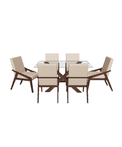 Stylish Glass Dining Table Set - 3D Model