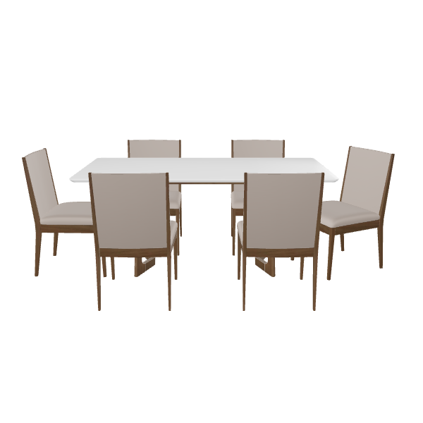 Stylish Wooden Dining Set 3D - 3D Model