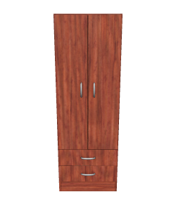 Sleek Wooden Wardrobe with Drawers 3D Model - Furniture 3D Model