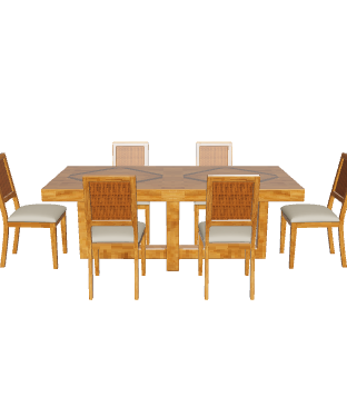 Elegant Wooden Dining Set 3D - 3D Model