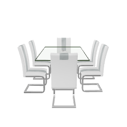 Stylish Glass Dining Table Set - 3D Model