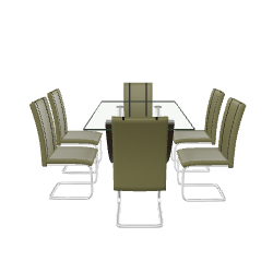 Modern Glass Dining Table Set - Furniture 3D Model