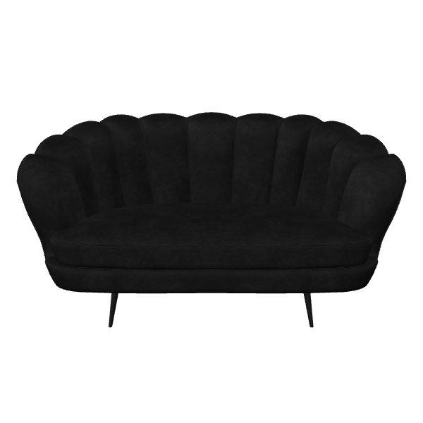 Stylish Black Velvet Sofa 3D - 3D Model
