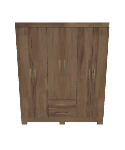 Stylish Wooden Wardrobe 3D Model - 3D Model