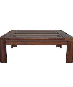 Elegant Glass Top Wooden Table - Furniture 3D Model