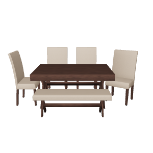 Elegant Wooden Dining Set 3D - 3D Model
