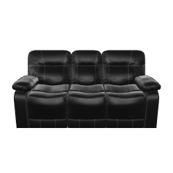 Stylish Black Leather Sofa 3D - 3D Model