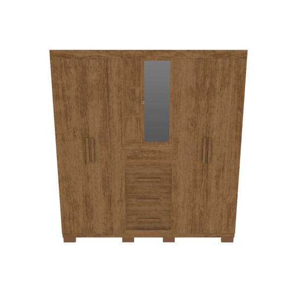 Stylish Wooden Wardrobe 3D Model - 3D Model