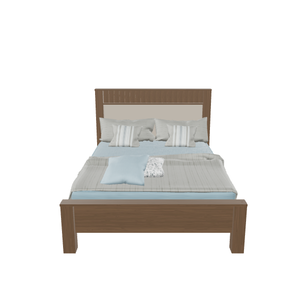 Stylish Wooden Bed 3D Model - 3D Model