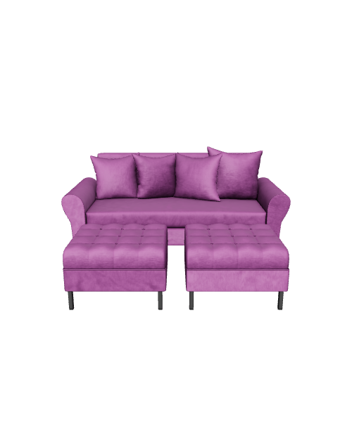 Stylish Purple Sofa 3D Model - 3D Model