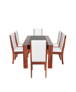 Elegant Wooden Dining Table Set 3D Model - Furniture 3D Model
