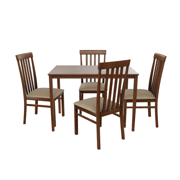 Stylish Wooden Dining Set 3D - 3D Model