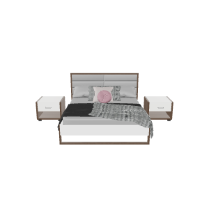 Modern Queen Bed with Nightstands 3D - 3D Model