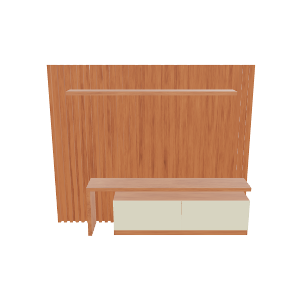 Contemporary Wooden Wall Unit 3D - 3D Model