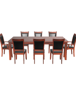 Elegant Rectangular Wooden Dining Table Set 3D Model - Interior 3D Model