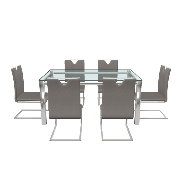 Elegant Glass Dining Table Set - 3D Model
