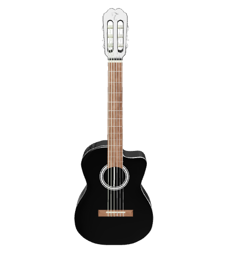 Stylish Black Acoustic Guitar 3D Model - Furniture 3D Model