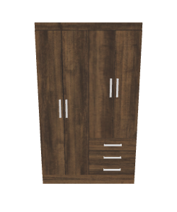 Stylish Wooden Wardrobe 3D Model - 3D Model