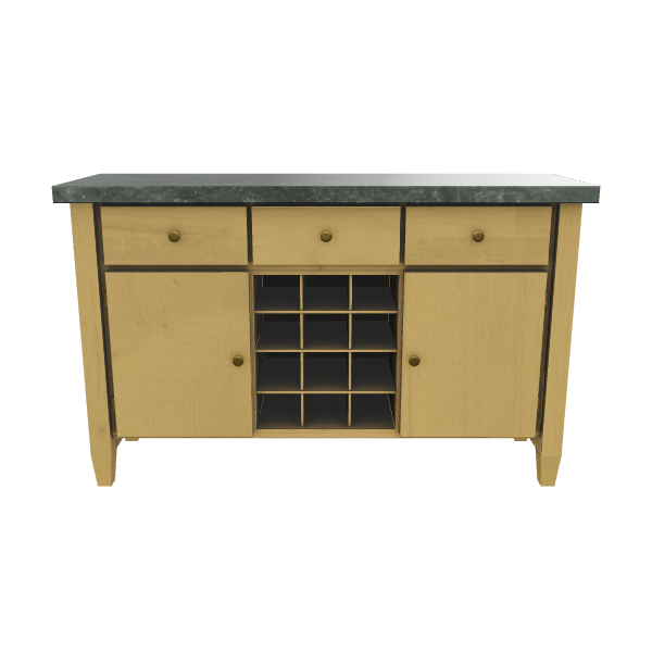 Stylish Wooden Sideboard 3D Model - 3D Model