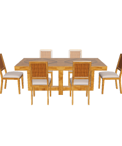 Stylish Wooden Dining Set 3D - 3D Model
