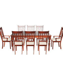 Elegant Wooden Dining Table with Chairs 3D Model - 3D Model