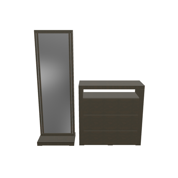Stylish Bedroom Mirror and Dresser - 3D Model