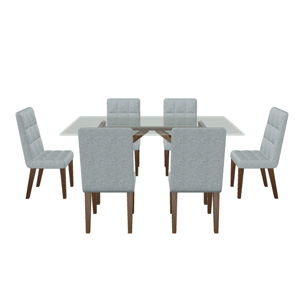 Stylish Glass Dining Table Set - 3D Model