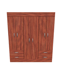 Stylish Wooden Wardrobe 3D Model - Furniture 3D Model