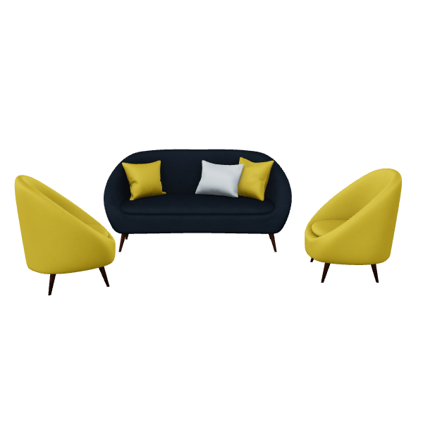 Stylish Modern Sofa Set 3D - 3D Model