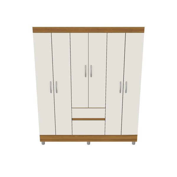 Contemporary Wooden Wardrobe Storage Unit 3D Model - Furniture 3D Model