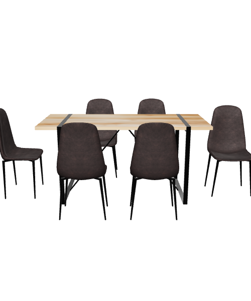 Contemporary Dining Set with Chairs 3D Model - 3D Model