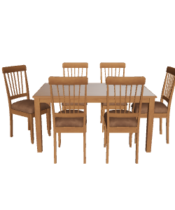 Stylish Wooden Dining Table Set 3D Model - 3D Model