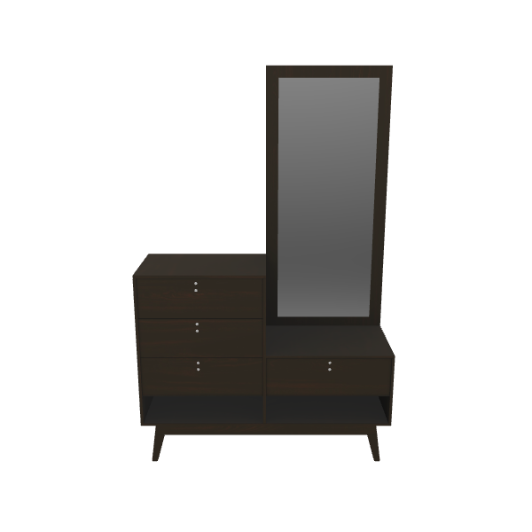 Contemporary Wooden Dresser with Mirror 3D Model - 3D Model
