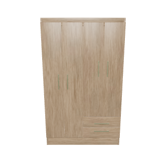 Stylish Wooden Wardrobe 3D Model - 3D Model