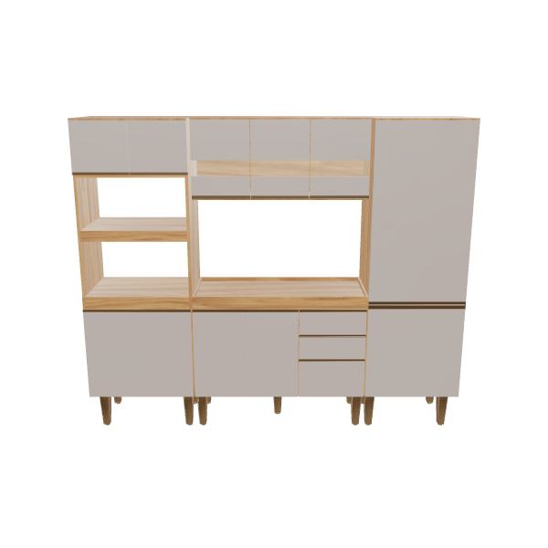 Minimalist Wooden Kitchen Cabinet 3D Model - 3D Model