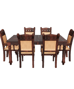 Elegant Vintage Wooden Dining Set 3D Model - 3D Model