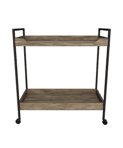 Industrial Wooden Serving Cart 3D Model - 3D Model