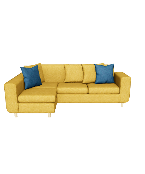 Stylish Yellow L-Shaped Sofa 3D Model - 3D Model