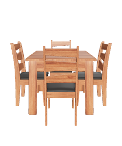 Stylish Wooden Dining Table Set 3D Model - 3D Model