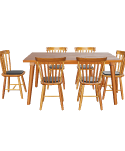 Stylish Wooden Dining Table with Chairs Set 3D Model - 3D Model