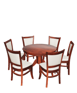 Elegant Round Wooden Dining Table with Chairs - 3D Model