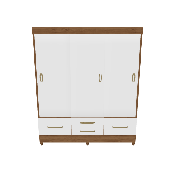 Elegant Wooden Wardrobe 3D Model - Furniture 3D Model