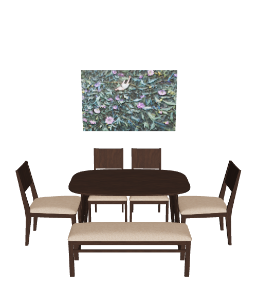 Stylish Wooden Dining Set 3D - Furniture 3D Model