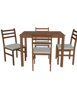 Stylish Wooden Dining Table Set with Chairs 3D Model - 3D Model