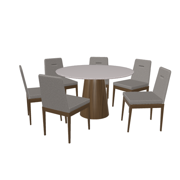 Contemporary Dining Set with Round Table and Chairs - 3D Model
