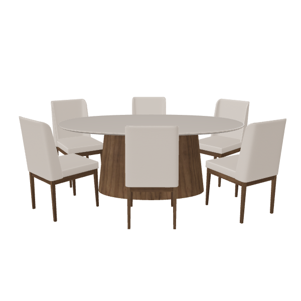 Contemporary Round Dining Table Set - 3D Model