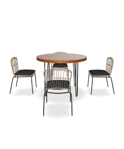 Stylish Round Dining Table Set - 3D Model