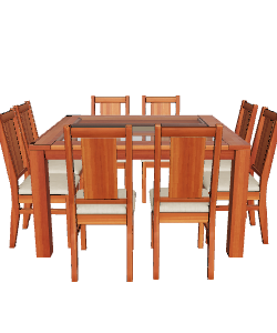Stylish Wooden Dining Table Set 3D Model - Furniture 3D Model